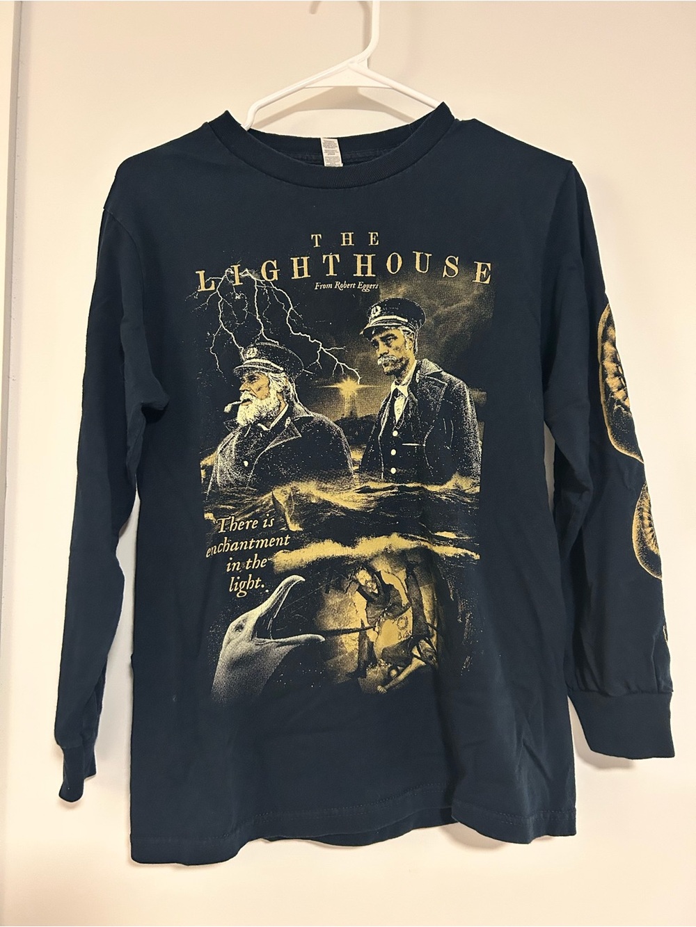 The Lighthouse Graphic Long-Sleeve Top - Navy and Gold/White